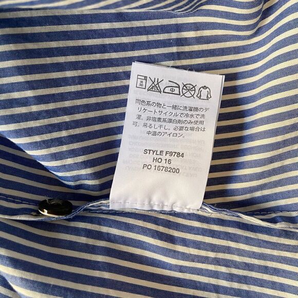 J. Crew Striped Ruffle Tuxedo Neck Tie Blouse 4P - Picture 11 of 11